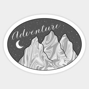 Adventure Moon and Mountains in an Oval, Made by EndlessEmporium Sticker